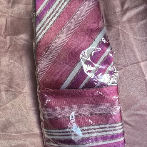 Beretta silk tie new, pink and purple striped