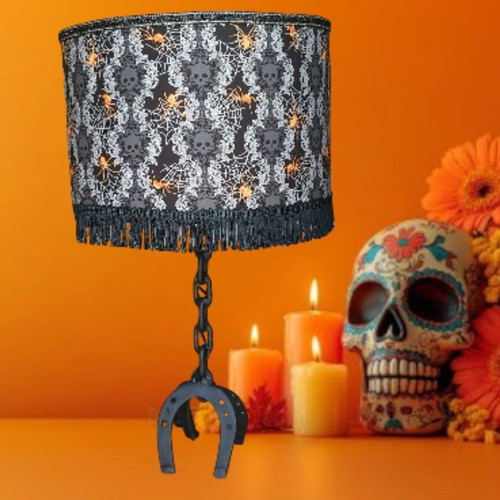Vintage goth style table lamp new with handmade metal base E27