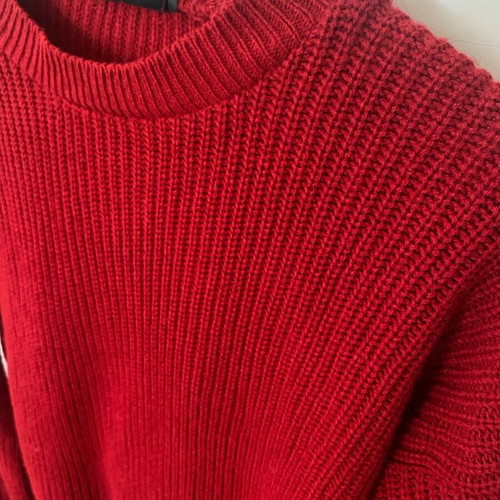 Missy Empire Red Balloon Sleeve Knit Jumper UK Size 8 Like New