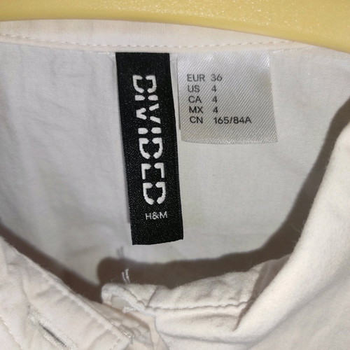 Corset Style Button Up Shirt H&M used, XS, off white cotton