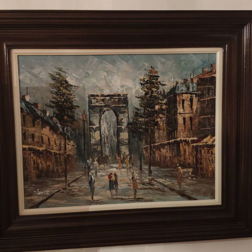 Set of 4 paintings like new with wooden saba frames in neoclassical style