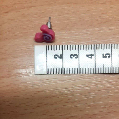 Mickey Mouse stud earrings fuchsia-purple, new, pair