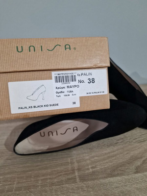 Γόβες Unisa Ks PALIN μαύρες από γνήσιο δέρμα και σουέντ, καινούργιες, μέγεθος 38