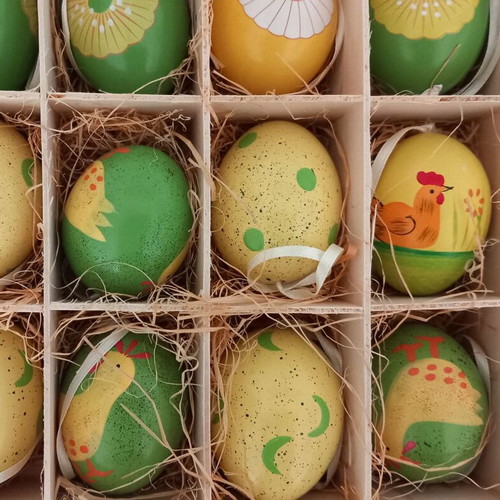 Easter natural eggs hand-painted like new, pack of 33 with box