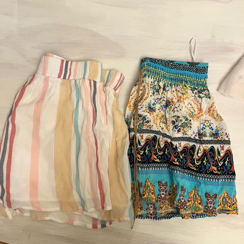 Beach pareo, swimsuits and shorts used, set of 9 multicolor