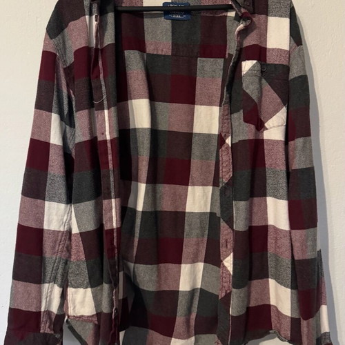 Pop Air men's checkered shirt 3XL like new, white and red