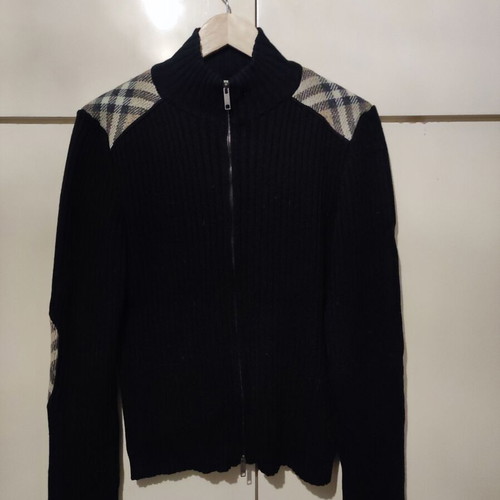 Burberry women's cardigan used, size L, black with check details