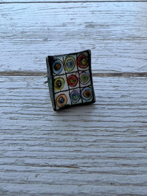 Handmade ceramic ring like new, multicolor