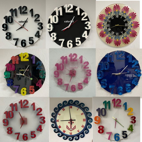 Handmade wall clocks from liquid glass, new, analog