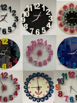 Handmade wall clocks from liquid glass, new, analog