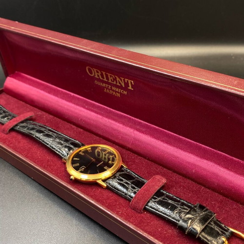 Orient Classic Dress Watch NOS, black and gold quartz men's