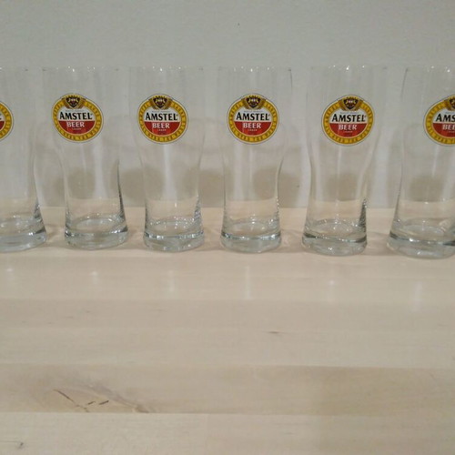 Amstel Beer large beer glass collection, 12 pieces, 2004-05