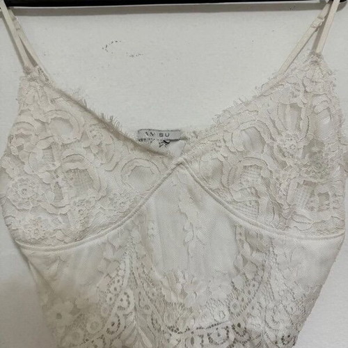 Evening top used, size Large, white with adjustable straps