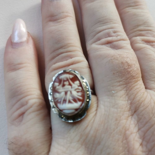 Cameo ring 800 silver vintage, like new, Three Graces design