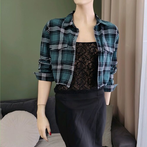 Cropped checked shirt Attrattivo like new, green, size M