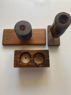 Rustic wooden candle holders set of 3 used, handcrafted minimal style