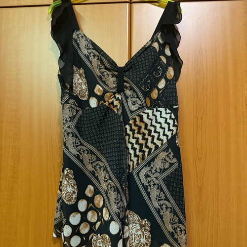 Vintage sleeveless blouse like new, size M, black and brown
