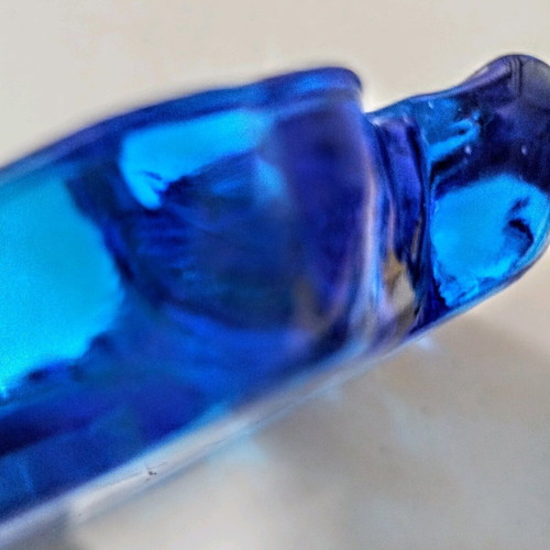 Blue glass fish-shaped ashtray like new from Mytilene