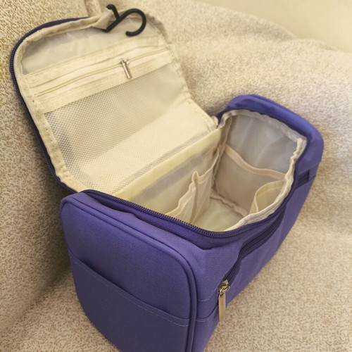 Toiletry bag new, purple, large capacity with multiple compartments