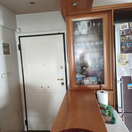 Solid oak kitchen cabinets with glass, used, including appliances