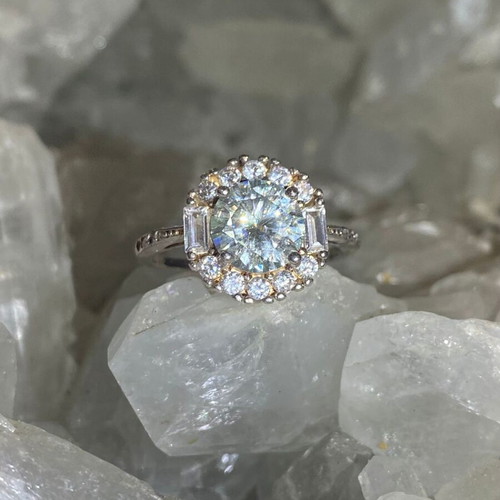 Silver Ring with Moissanite Size 6, Handmade