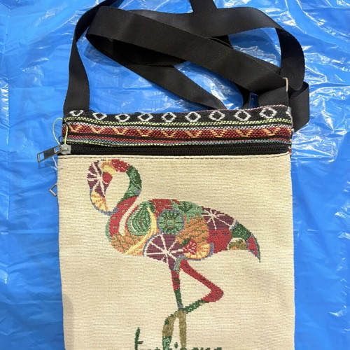 Fabric shoulder bag Boho ethnic Tropicana flamingo design new