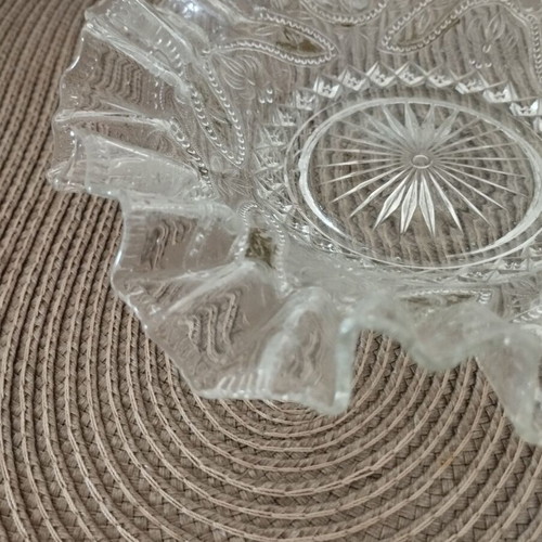 Fondant dish used, 1950s glass with embossed design
