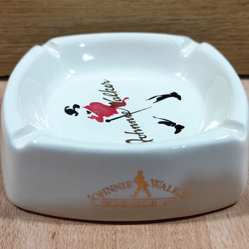 Johnnie Walker Scotch Whisky Ceramic Ashtray used, vintage