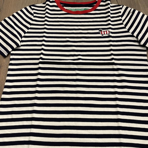 Benetton striped t-shirt new, size M, blue and white