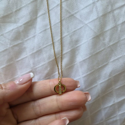 Steel necklace with initial Φ new, length 41-47cm, gold color