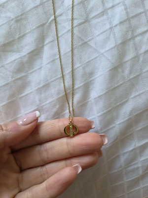 Steel necklace with initial Φ new, length 41-47cm, gold color