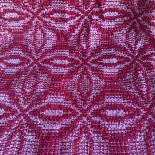 Wool woven blanket used, red with traditional pattern
