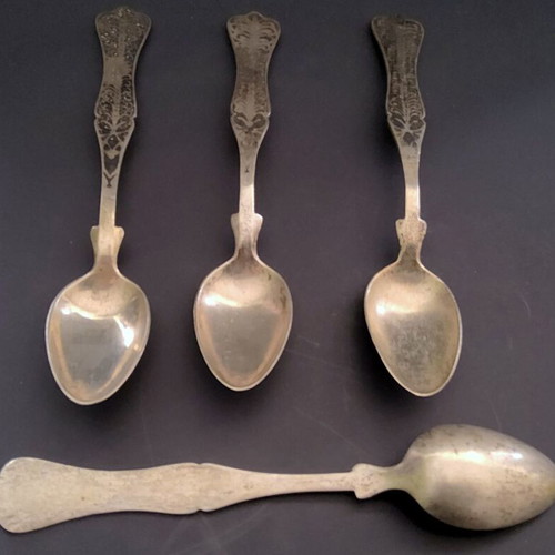 Vintage dessert spoons set of 4 used with crown design