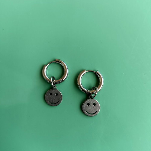 Emoji earrings new, stainless steel, gray