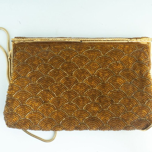 Vintage Evening Clutch Bag used with sparkling beadwork and gold clasp