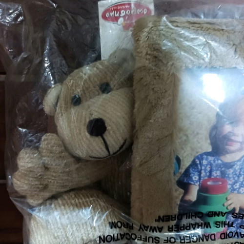 Children's photo album with plush teddy bear new