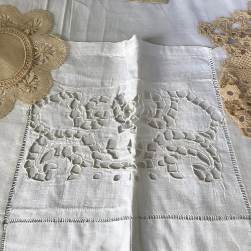 Set of handmade embroidery used, antique