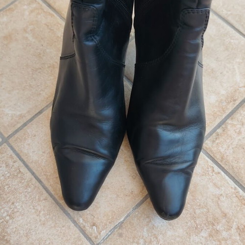 Leather knee-high boots used, black size 39, women's