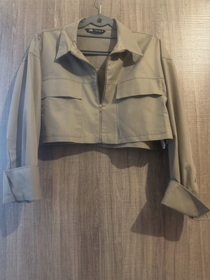 Poplin shirt with zipper XL new, beige Zara