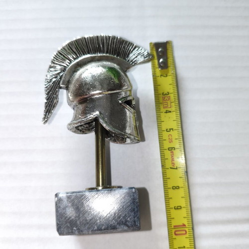 Metal miniature of ancient Greek helmet with marble base new