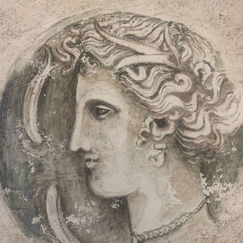 Fresco painting used 70s 33x33cm
