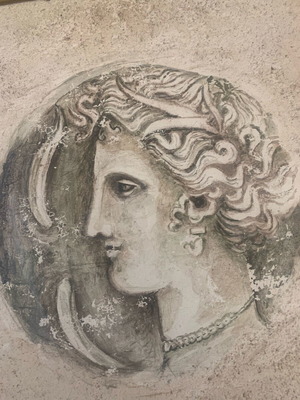 Fresco painting used 70s 33x33cm