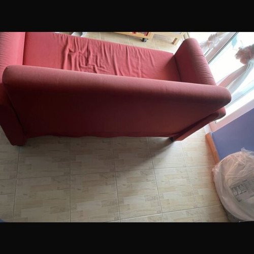 IKEA two-seater sofa used, red porphyry