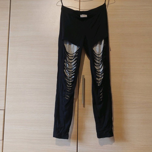 Be You black and gray leggings with rips like new S/M