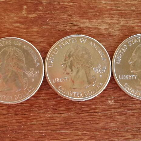 Quarter dollar coins pack of 5 in good condition