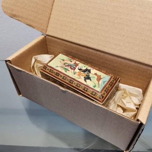 Persian box used with hand painting and Khatam inlay