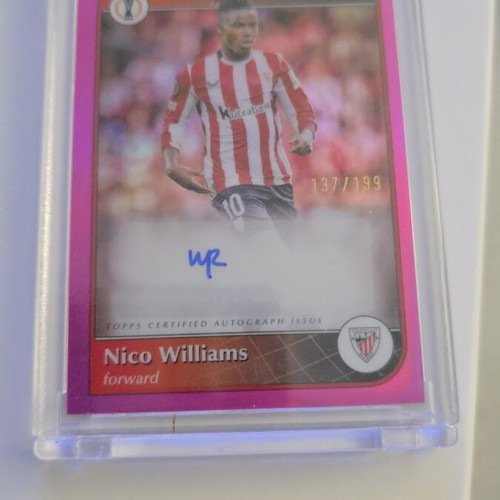 Nico Williams 2024-25 Topps Merlin Pink Refractor Auto /199 Athletic Bilbao