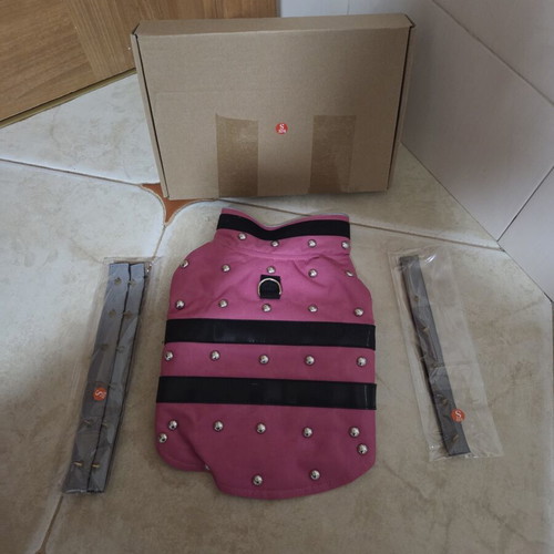 Pink dog harness with metal studs size S new