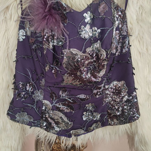 Purple high fashion corset-bustier new from muslin and lace