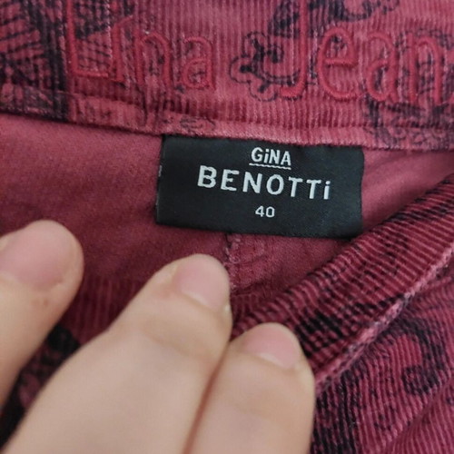 Gina Benotti corduroy pants with patterns, burgundy, size L